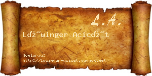 Lőwinger Acicét névjegykártya